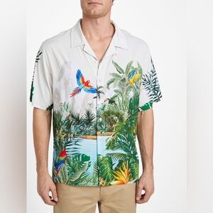 New GUESS Gino Printed Short-Sleeve Shirt SZ M